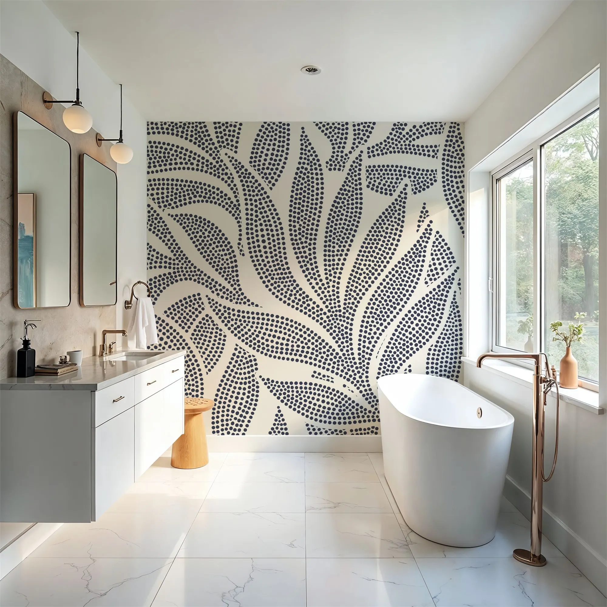 Stippled Leaf Nature Wallpaper Custom Wall Mural for Bedroom