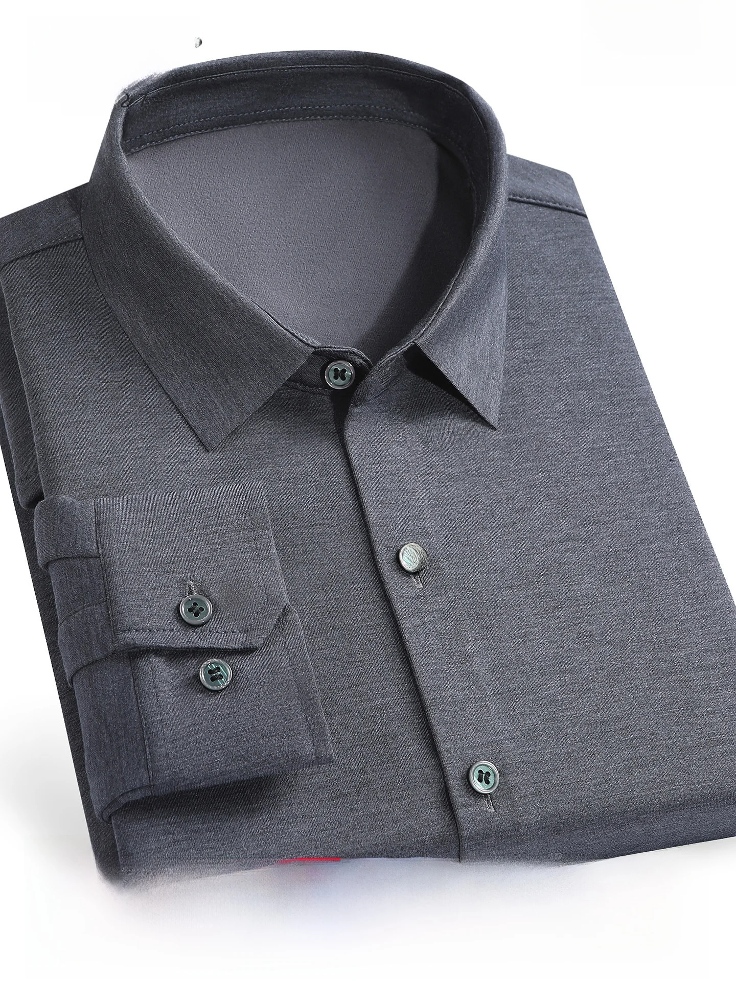 Hengyuanxiang Men's Long Sleeve Shirt Winter New Style Cashmere Silk  Vintage Plaid Youth Shirt Warm Thickened Polyester