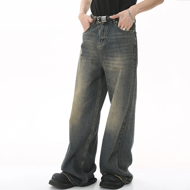 IEFB Pantaloni in denim da uomo estivi Vecchio blu lavato Jeans maschili Dritto Casual da uomo Pantaloni larghi a gamba larga 2024 Nuova moda 9C354