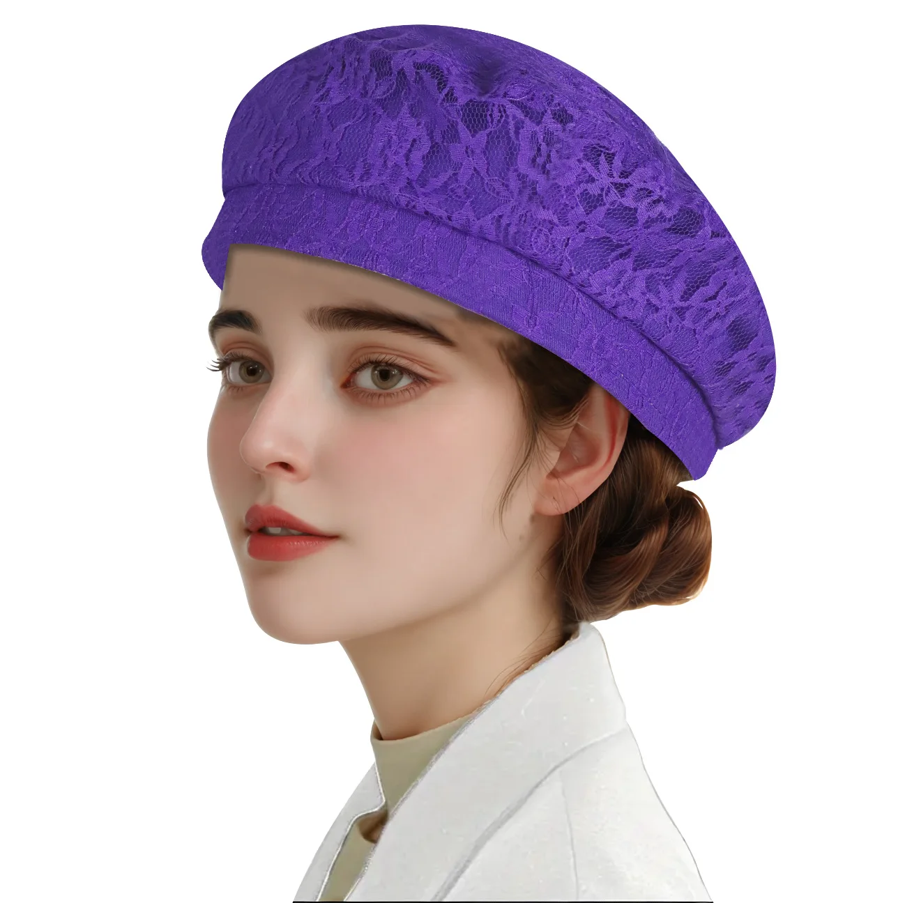 

Fashion AfricanTurban Hat for Women Church Derby Ladies Soft Beret Caps for Party Airline Stewardess Hat Muslim African Hat