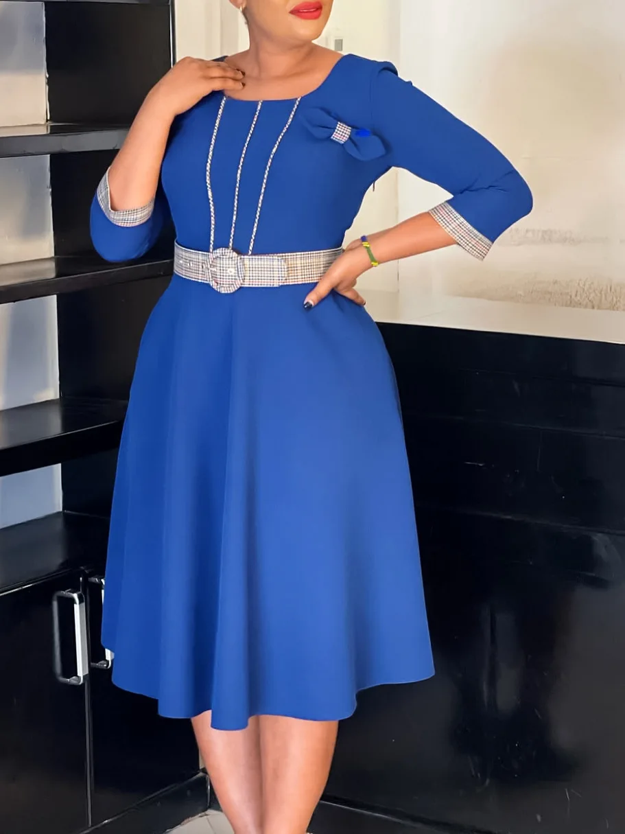

A new 2025 women's fashion, elegant and stylish round-neck solid color trendy dress