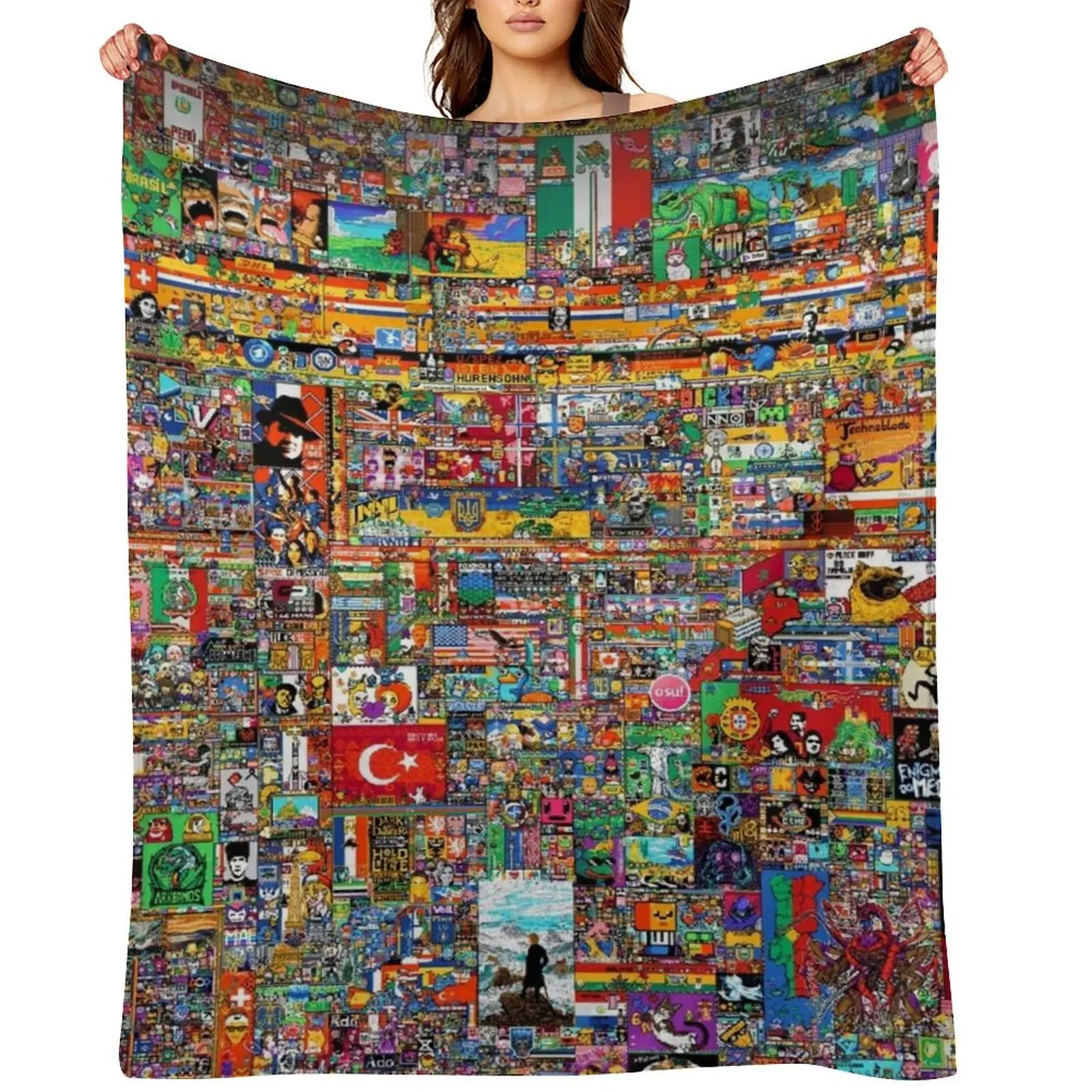 Reddit Place 2023 Merch، Reddit r/place 2023، r/place 20223، Merch، ملصق رمي بطانية أريكة Beautifuls بياضات سرير بطانيات