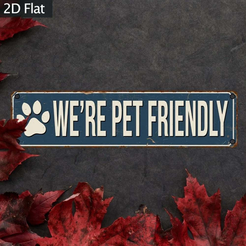 2D Metal Pet Friendly Dog Paw Print Aluminum Sign - 1PC Rustic Wall Decor for Dog House, Cabin, Bar, Gift