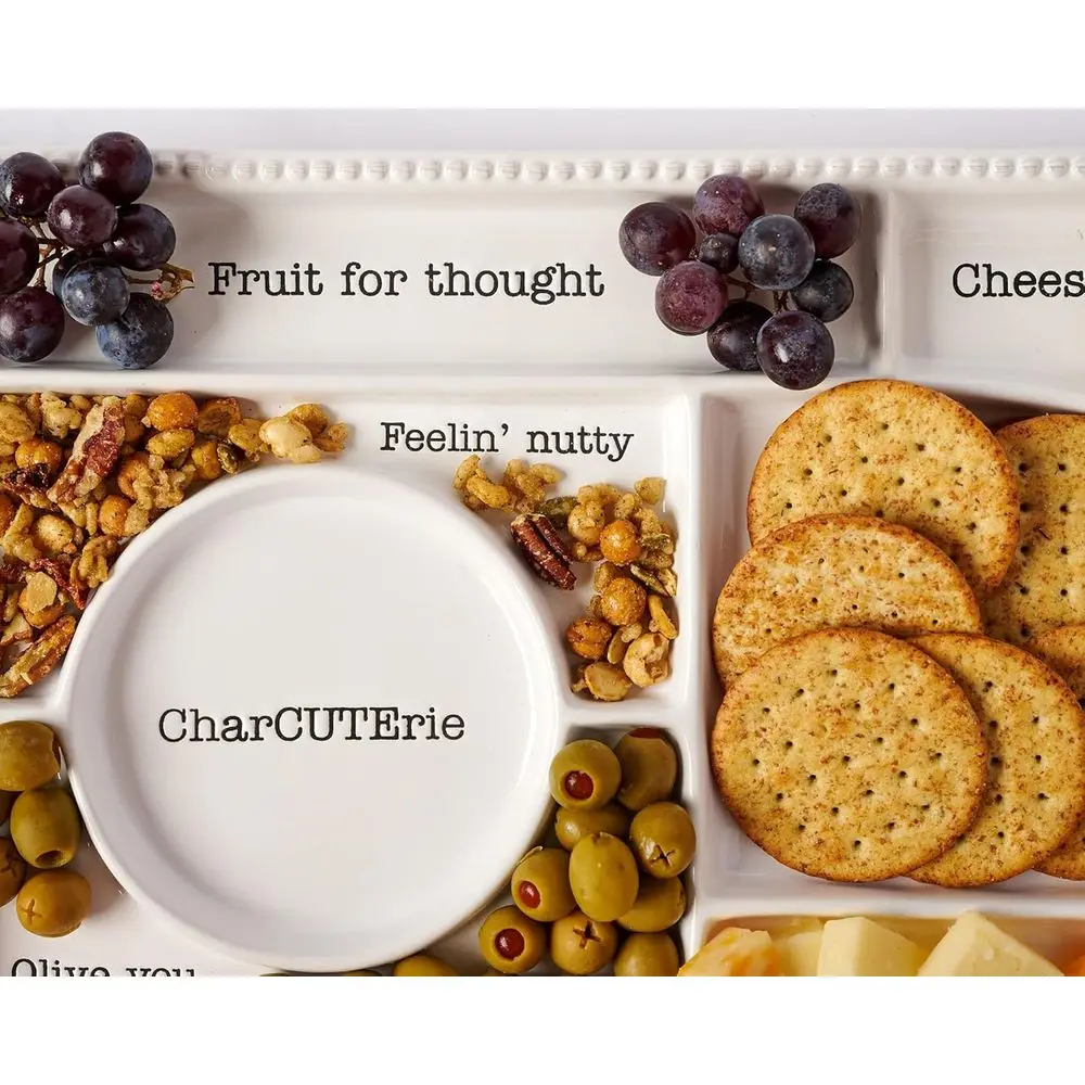 Elegant White Charcuterie Tray, 11.75 x 22 Inches