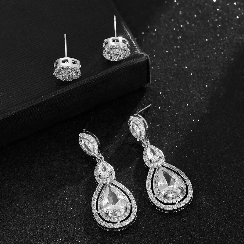 

925 Sterling Silver Water Droplet Tassel Pendant Zircon Drop Earring for Women Fine Jewelry Minimalist Accessories Wholesale