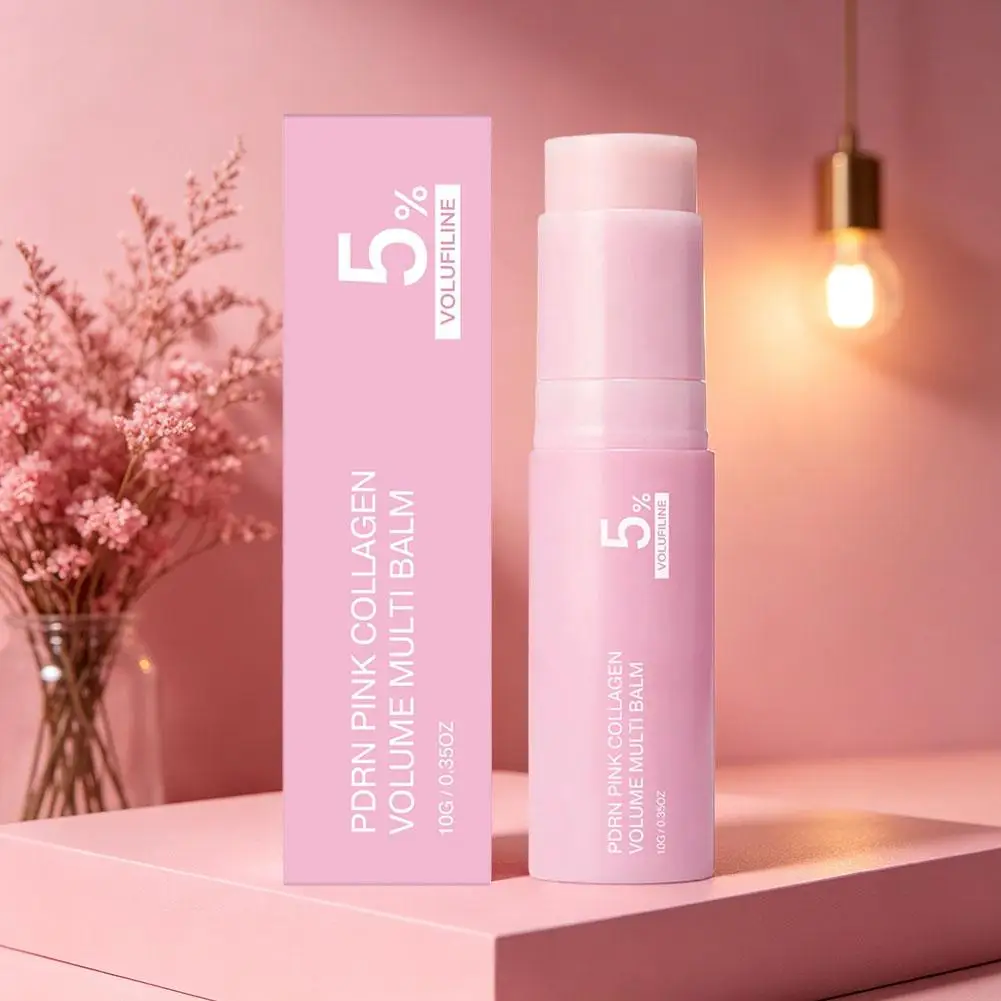 PDRN Pink Collagen Volume Multi Balm 10g 5% Volufiline Original Korean Nourish Cream Wrinkle Hydrate Stick For Face Lip Eye Neck view 2