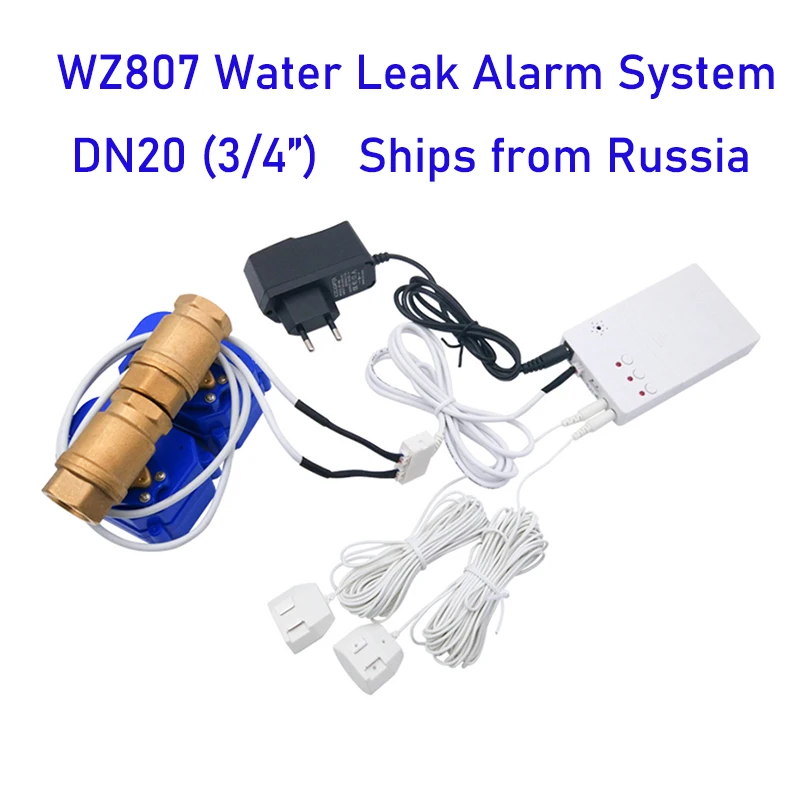 

Ships from Russia WZ807 Water Leakage Sensor 2pc 3/4"=DN20 Smart Valve 2pc 6-M Water Sensor Protection Against Water Leaks