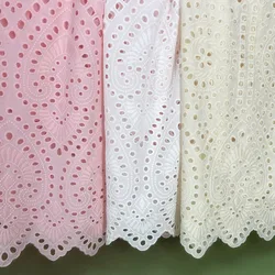 1yard 100% Cotton embroidered clothing big geometry pattern cotton lace for daily woman dress garment dress shirt fabric