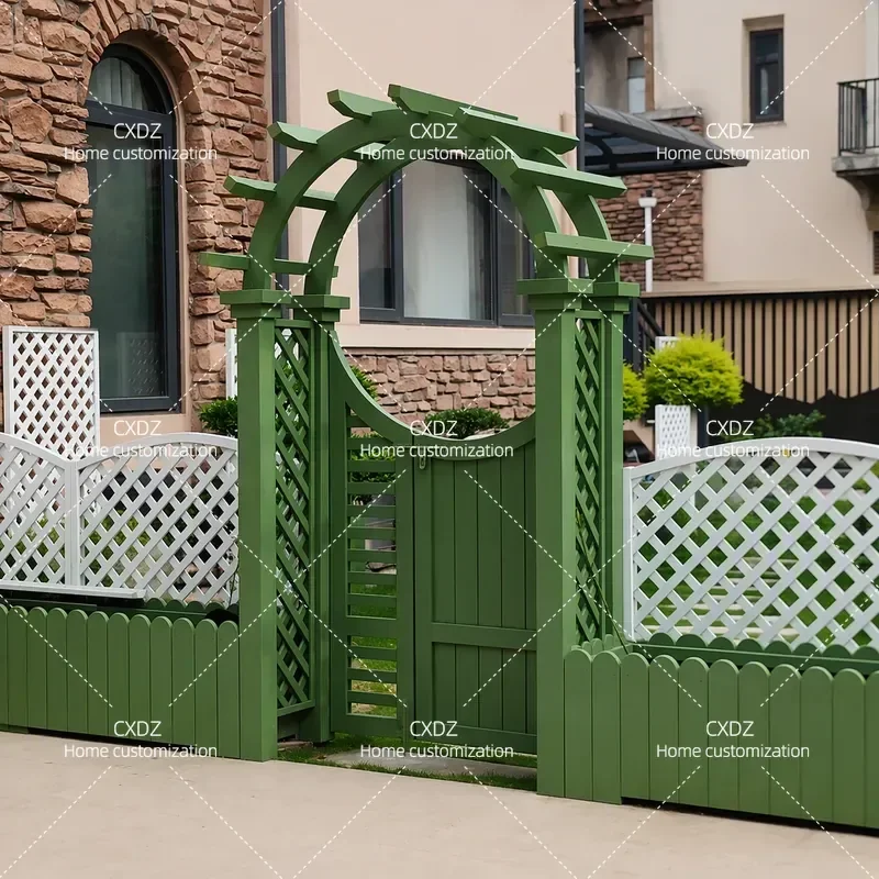 Outdoor Preservative Wood Arch Flower Stand Garden Gate Rose Climbing Vine Support Courtyard Grape Trellis