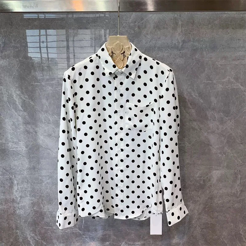 Camisa con estampado de leopardo para hombre, blusa informal de manga larga con cuello de Polo, estilo Harajuku Y2K, a la moda, primavera y otoño