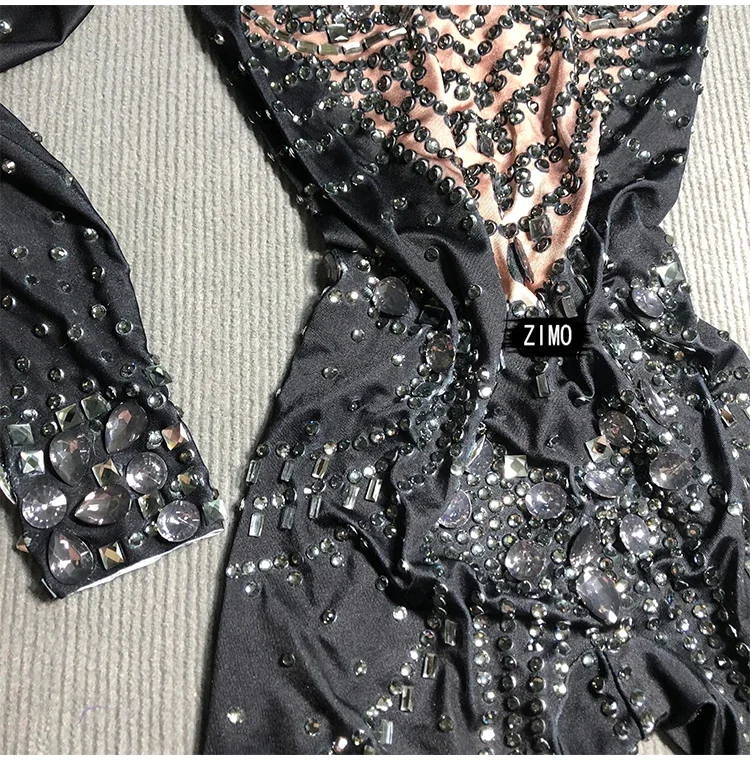 라인 석 점프 슈트 여성 섹시한 생일 댄스 파티 댄스 파티 클럽 가수 쇼 무대 Rompers 디자이너 의류 드래그 퀸