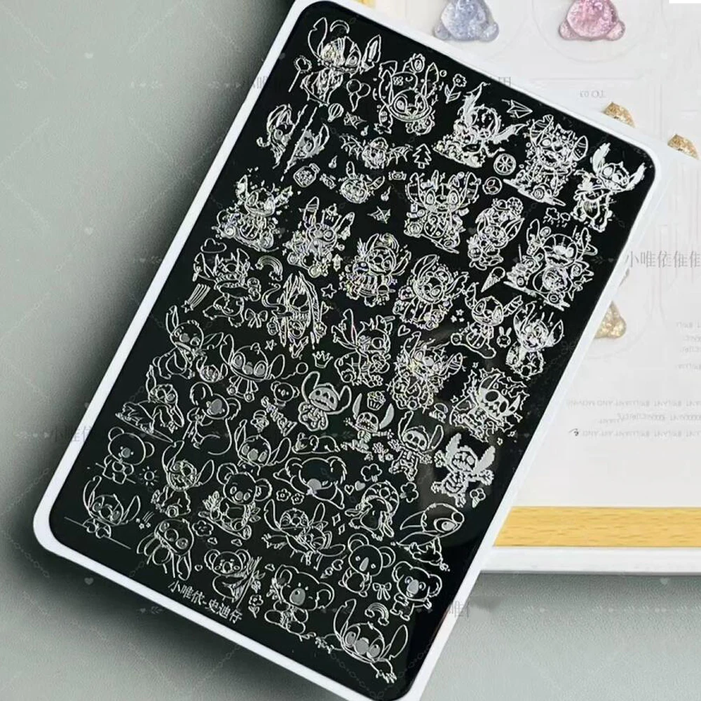 1pc Stitch Angelo Adesivi Piastra per timbri per unghie Cartoon Anime Personaggi Nail Art Stencil Lilo e Stitch Accessori per timbri per unghie *