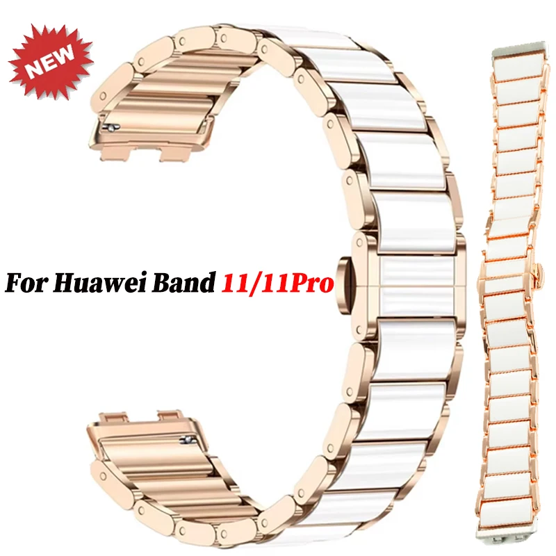 Keramik + Metallarmband für Huawei Band 11 11Pro Luxusarmband Armband für Huawei Band 11NFC Zubehör Ersatzarmband