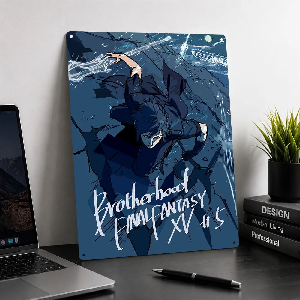Final Fantasy XV Poster Gaming Wall Art Customized Retro Metal Tin Sign for Bedroom Man Cave Home Decor Room Decoration Plaque