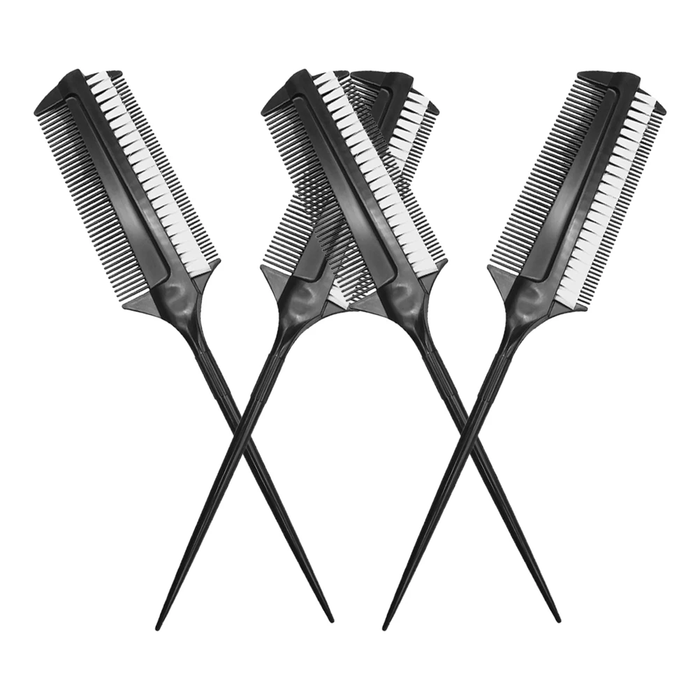 

4pcs Black Dual Sided High Temp Resistant Styling Tool For Dyeing Perming Teasing Comfortable Bristle Hair Dye Brush Applicator