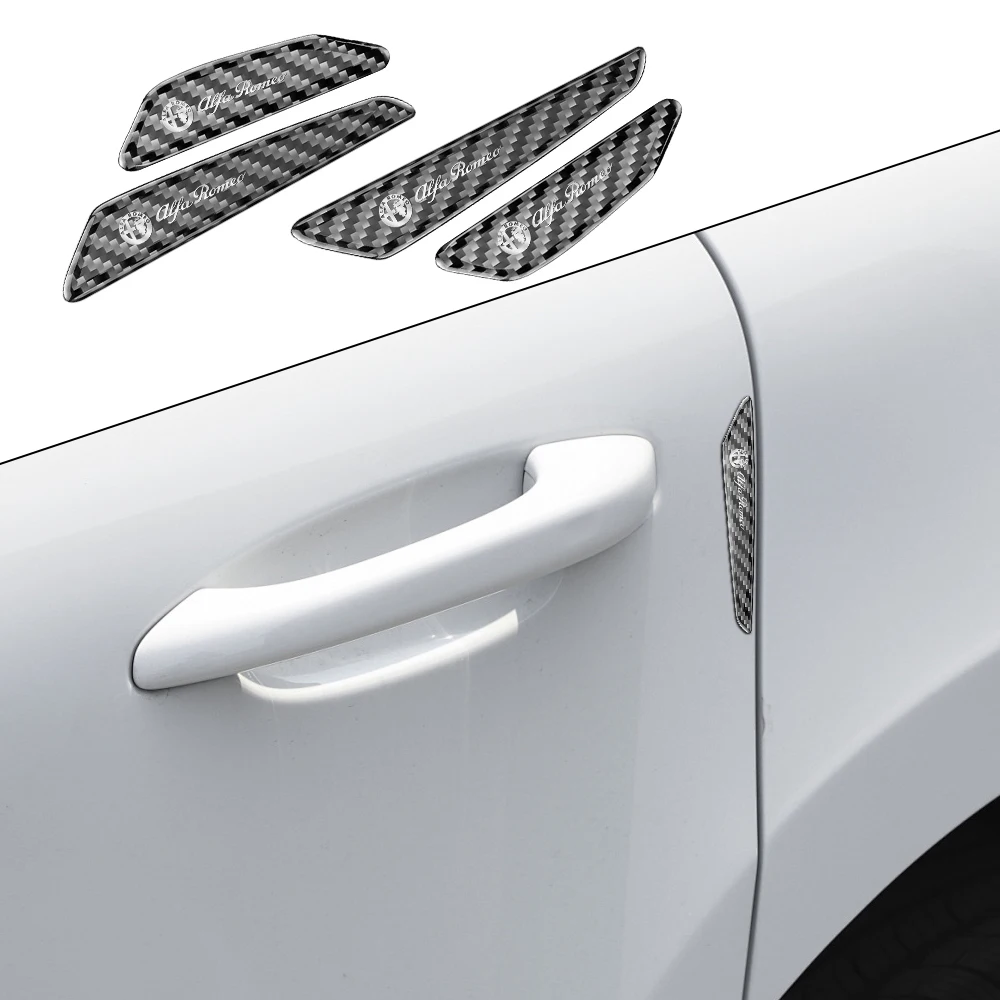 4pc Car Door Edge Protective Stickers Carbon Fiber Anti-Collision Strip For Alfa Romeo Giulia Giulietta 159 156 MITO Stelvio 147
