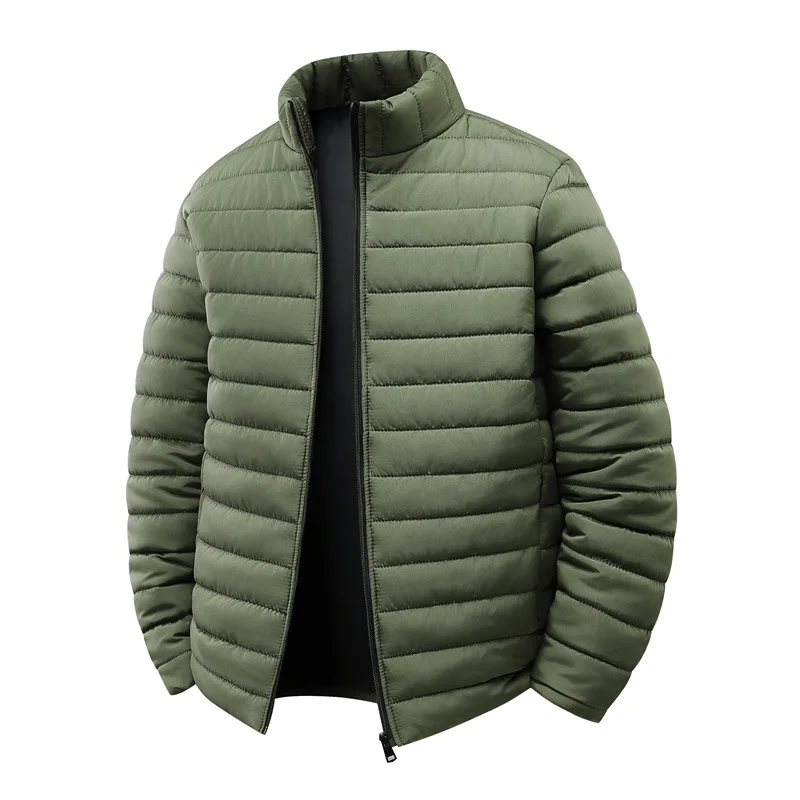 KIDWHXR 2026 Winter Men Jacket Thicken Warm Windproof Male Outerwear Slim Stand Collar Long Sleeve Zipper Versatile Man Coat