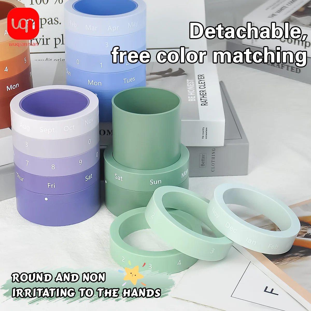 360° Rotating Calendar Pen Holder Capacity Desk Organizer Multi-layer Pencil Cup Month Date Week Display Office Stationery