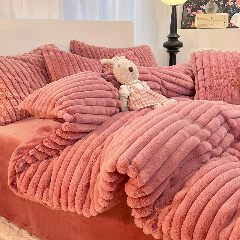 

Thickened Milk Fleece Queen Comforter Set Double Side Plush Bedding Warm Comforters Queen Size Cozy Coverlet Comforter Full Size