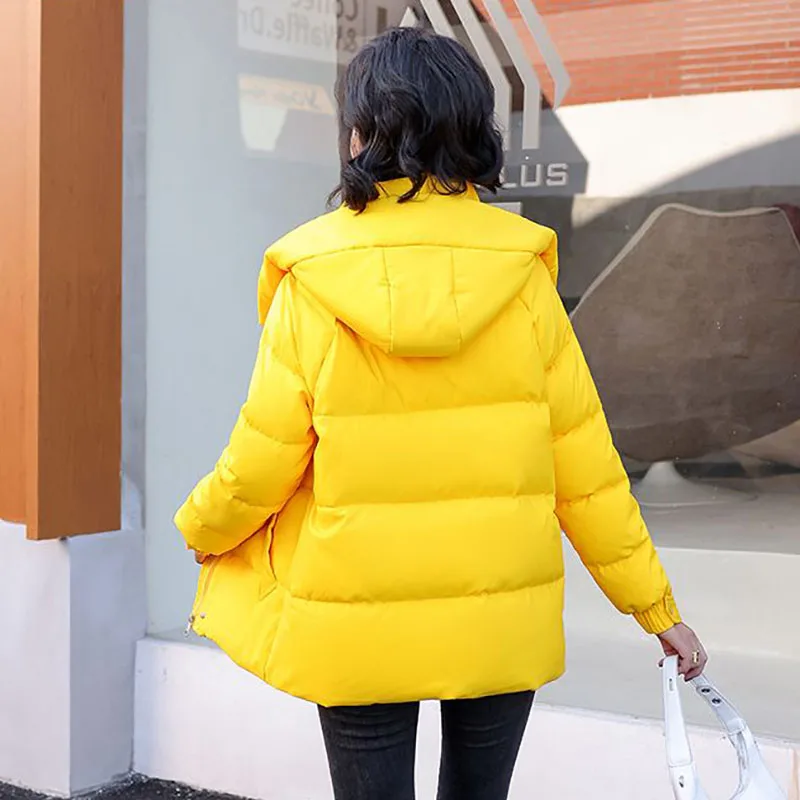 Chic Down Cotton-Padded Jacket Women's Short Overcoat 2024 New Winter Hooded Loose Cotton Coat Fashion Thick Warm Parker Coat