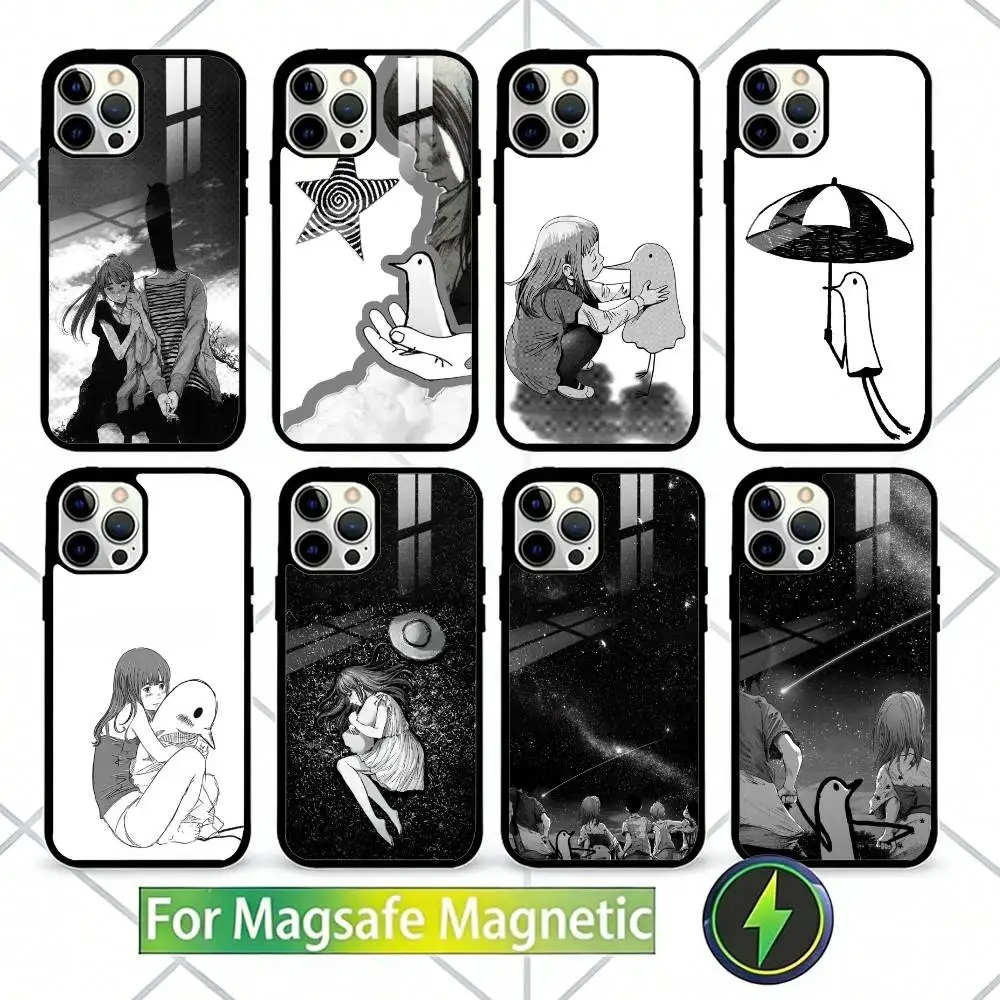 

G-Goodnight O-Oyasumi P-Punpun Phone Case For iPhone17,16,15,14,13 Plus,Pro Max Magnetic For Magsafe Wireless Charging