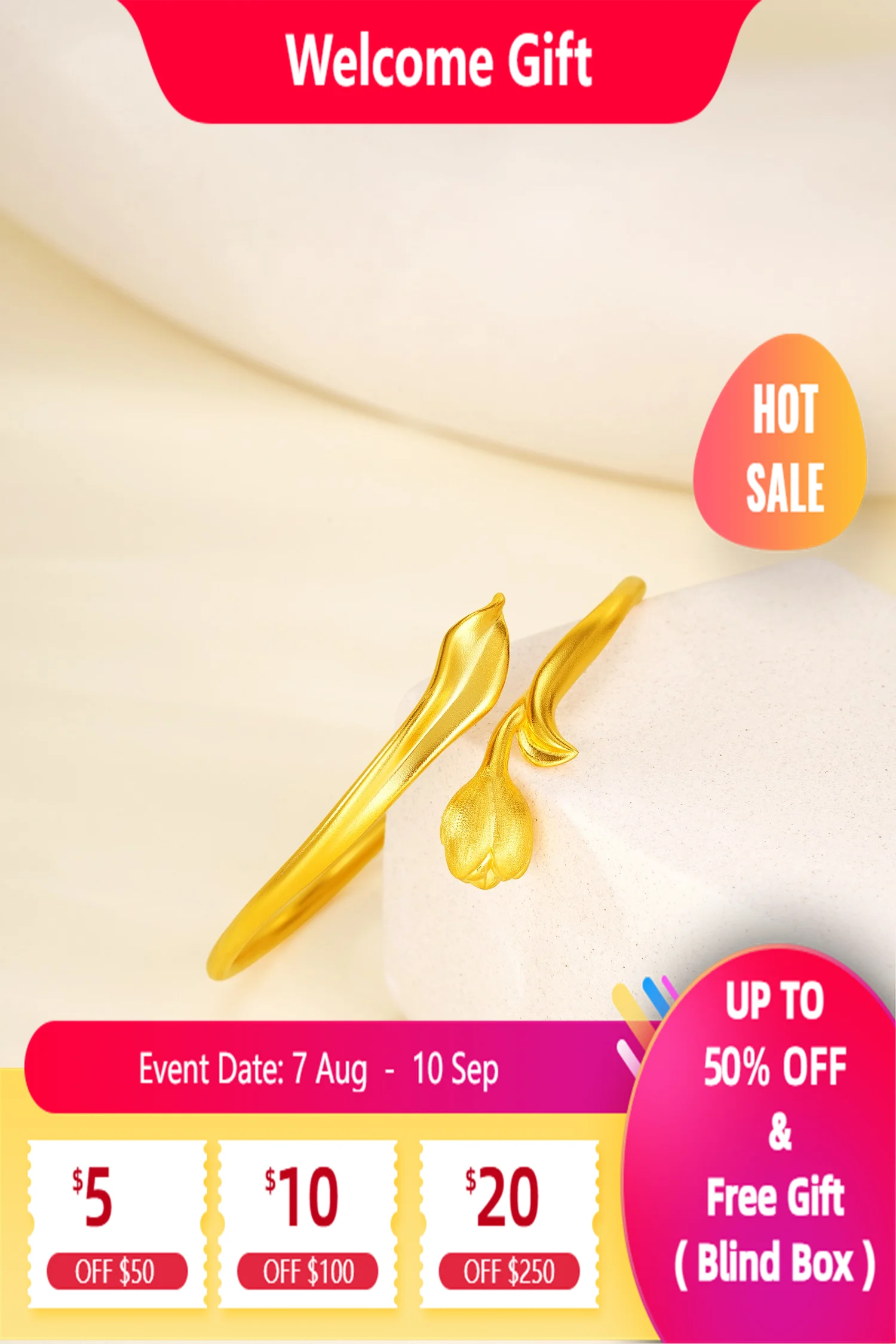 

Lium Gems 925SterlingSilver 24kGold Vemeil Tulip Bangle Bracelets Women Teens Trendy Chunky Adjustable Twist Cuff Bracelet Gifts