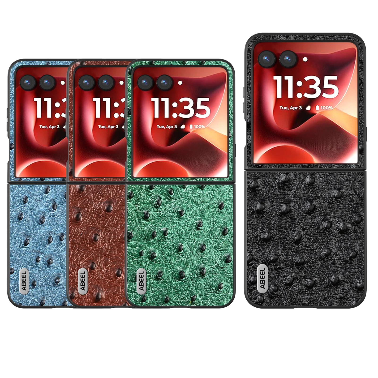 Для Motorola Moto Razr 60 Ultra 50 40, чехол из натуральной кожи, защитный жесткий чехол для телефона со страусиным узором, задняя крышка