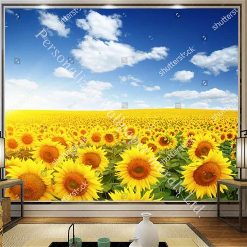 

Sunset Sunflower Sea Natural Landscape 3d Photo Mural Wallpapers for Living Room Bedroom Sofa Background Wall Paper Home Decor