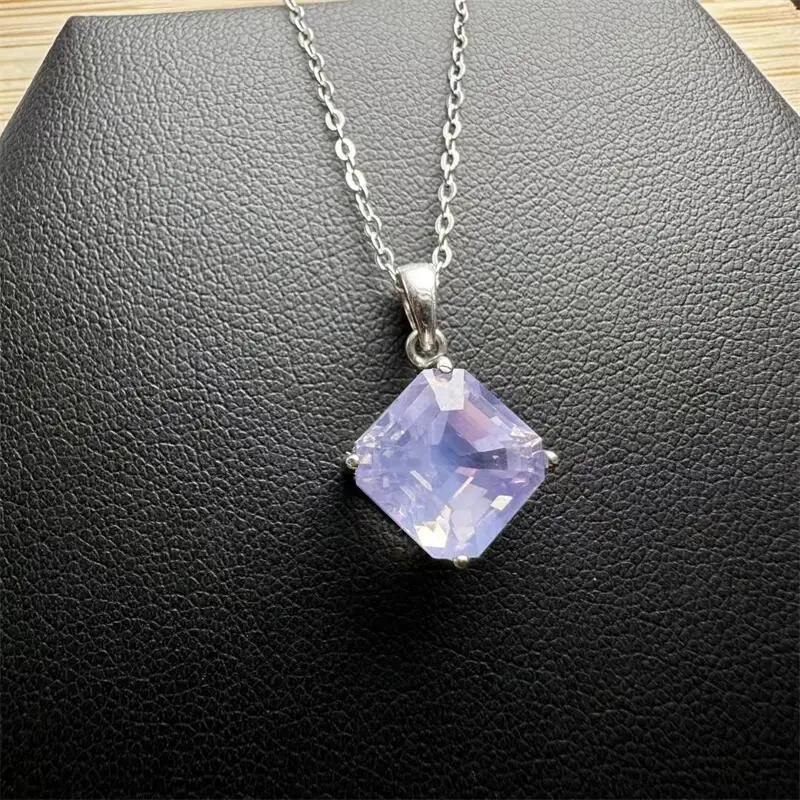 

S925 Natural Albite Jadeite Facet Cube Pendant Bead Healing Fengshui Gemstone Home Decoration Holiday Gifts 17MM