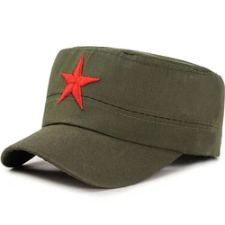 Classic Men Hats with Red Star Unisex Flat Baseball Cap Camouflage Fishing Hat Peaked Cap Fashion Soldier Hat