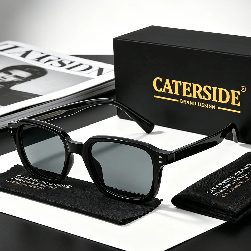 CATERSID Men's Sunglasses Square Frame Cellulose Propionate Temple Tips Sun Glasses Women's Outdoor Travel Driving Glasses UV400