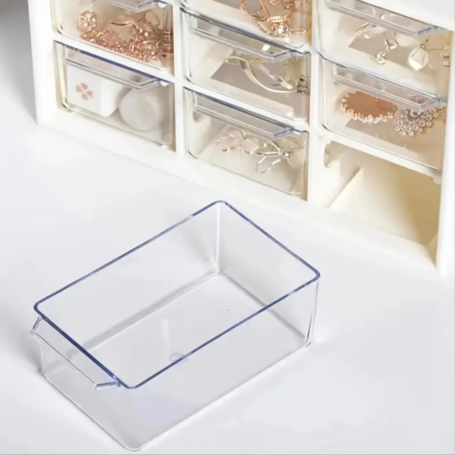 Caja de almacenamiento de plástico multifuncional, moderna y elegante, con 9 compartimentos para lápiz labial y organización de colección de maquillaje cosmético