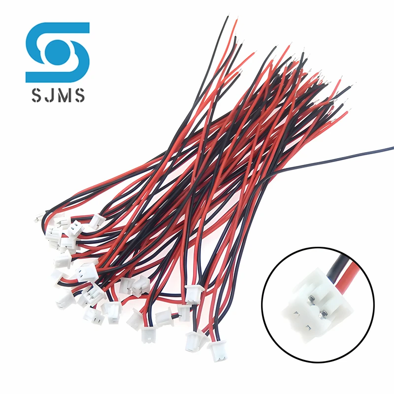 10Pcs JST 1.25 Wire Cable Connector SH 1.25MM Pitch 2pin Electronic Wire Single End Length 50MM 100MM 150MM 200MM DIY Line 28AWG