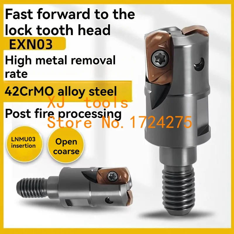 EXN03R Fast Feed Locking Tooth Type Milling Cutter Head Tungsten Steel Seismic Resistant Milling Cutter Head LNMU0303 Insert