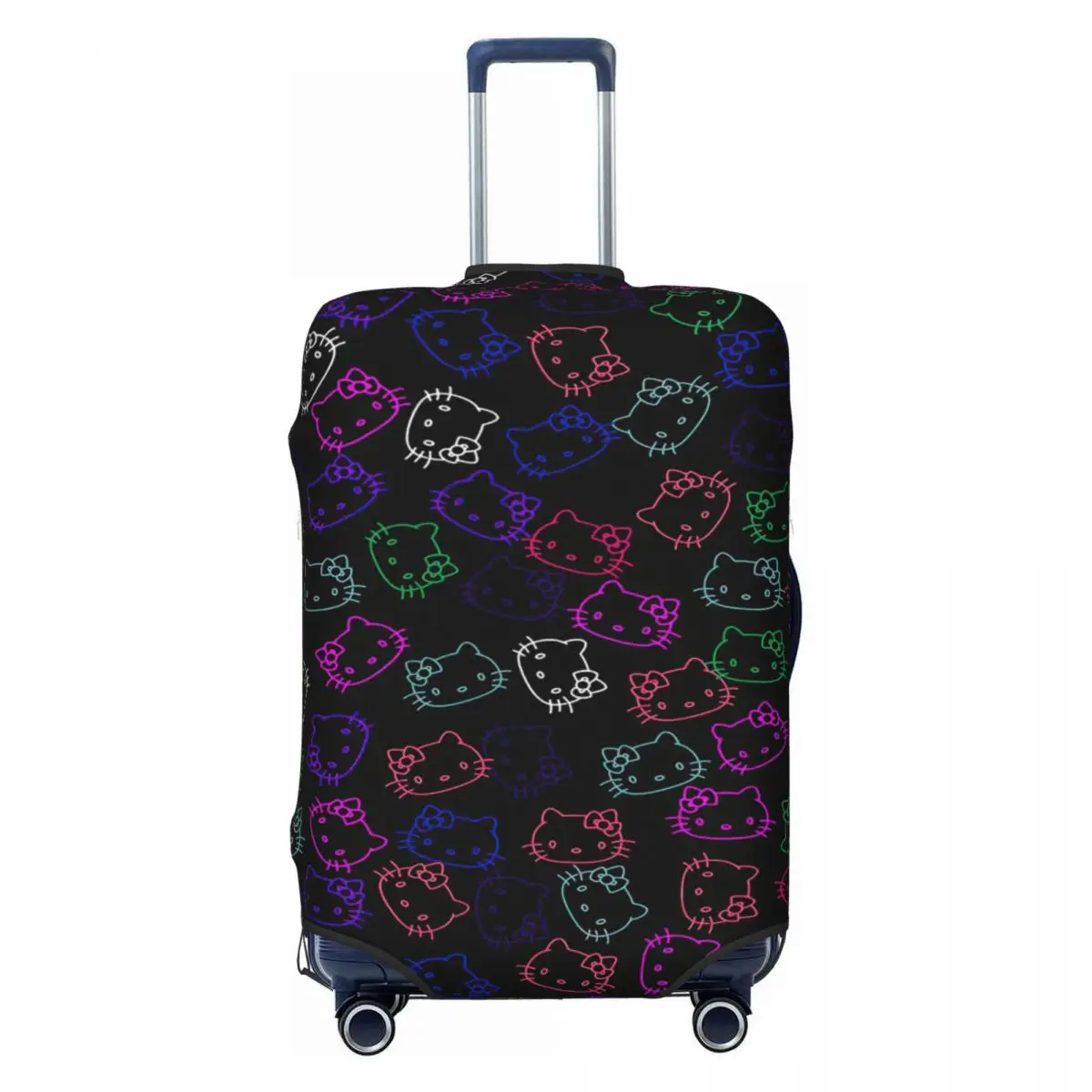 

Custom Black Hello Kitty Cat Luggage Cover Protector Cute Cute Kitten Travel Suitcase Protective Cover for 18-32 Inch