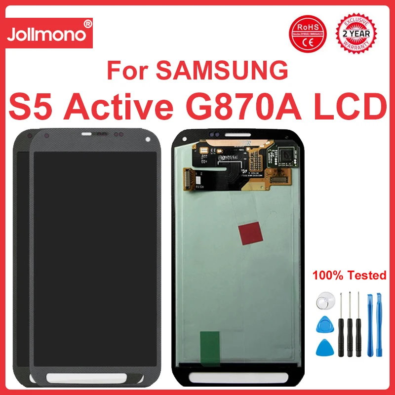 

5.1" Super AMOLED S5 Active Display, for Samsung Galaxy S5 Active G870 G870A G870F LCD Display Touch Screen Digitizer Assembly