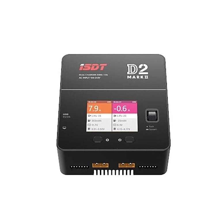 For ISDT D2 AC 200W 12A 2-6S Dual Channel Battery Balance Charger For Lilon LiPo LiHV NiMH Pb Gaoneng Tattu Battery RC Models