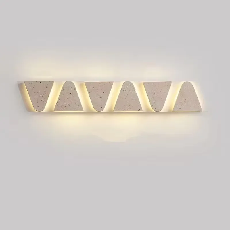 Retro Yellow Travertine Wall Lamp Simple Creative Bedside Light for Bedroom Living Room Art Decor Lighting Fixture Zhongshan