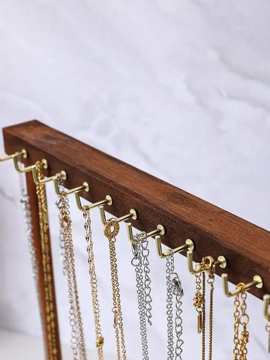 High-Quality Walnut Color Solid Wood Necklace Display Rack, Jewelry Stand For Necklaces, Bracelets And Accessories GiftFor Women image 6