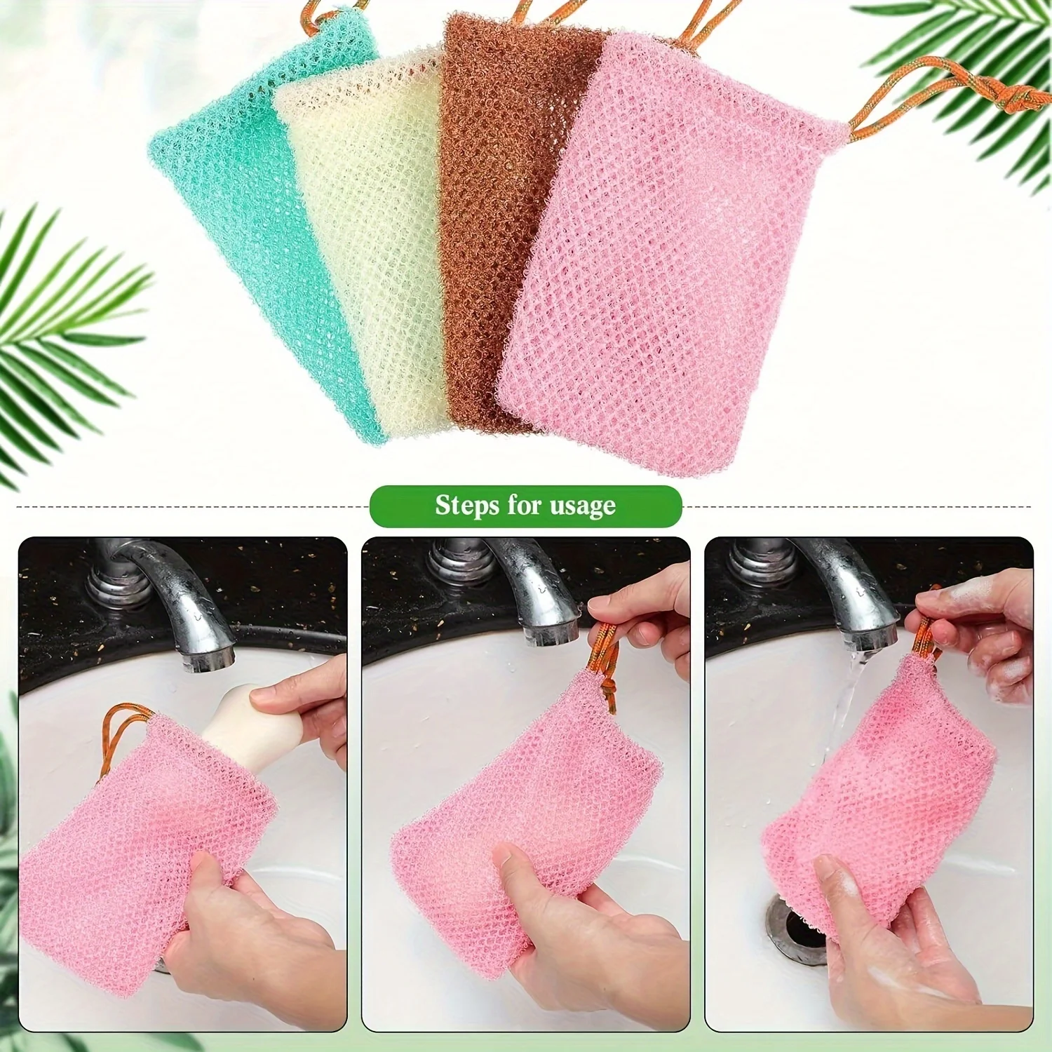 

Soap Pouch Mesh Soap Saver Pouch Holder Exfoliating Net Loofah Bags for Shower Bubble Foam Net Bath Pocket for Women Men Girls