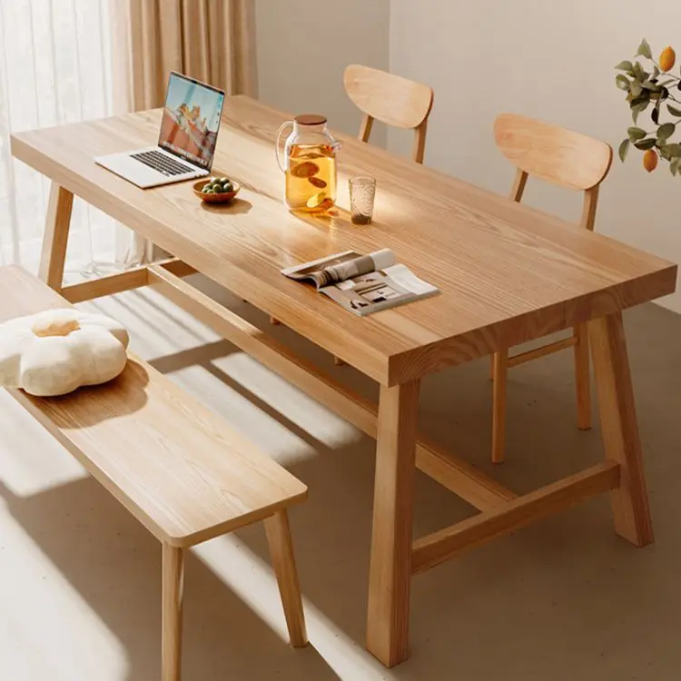 

All solid wood dining table square dining household wood walnut rectangular
