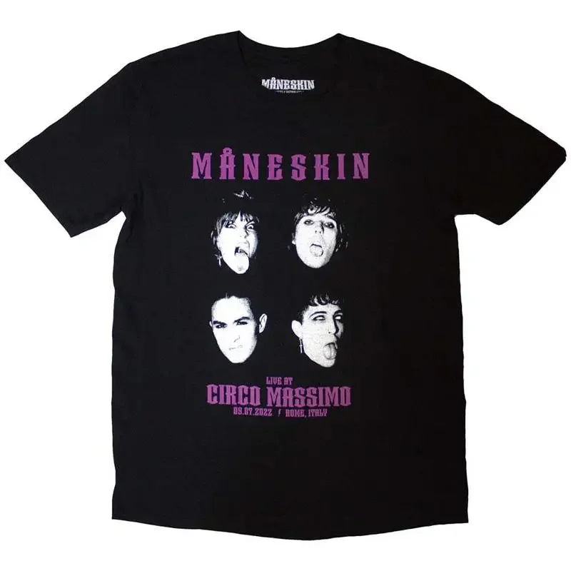 Camiseta negra de la gira Maneskin Live At Circo Massimo Faces 2022