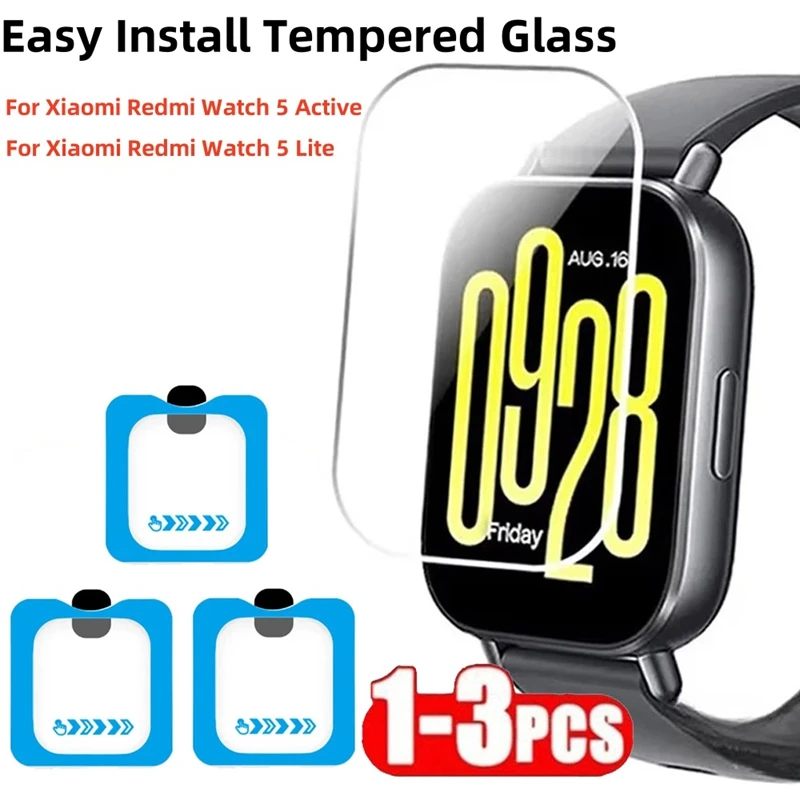 1-3PCS Premium Tempered Glass For Xiaomi Redmi Watch 5 Active / Lite Easy Install Sceen Protector for Xiaomi Redmi Watch 4 Glass