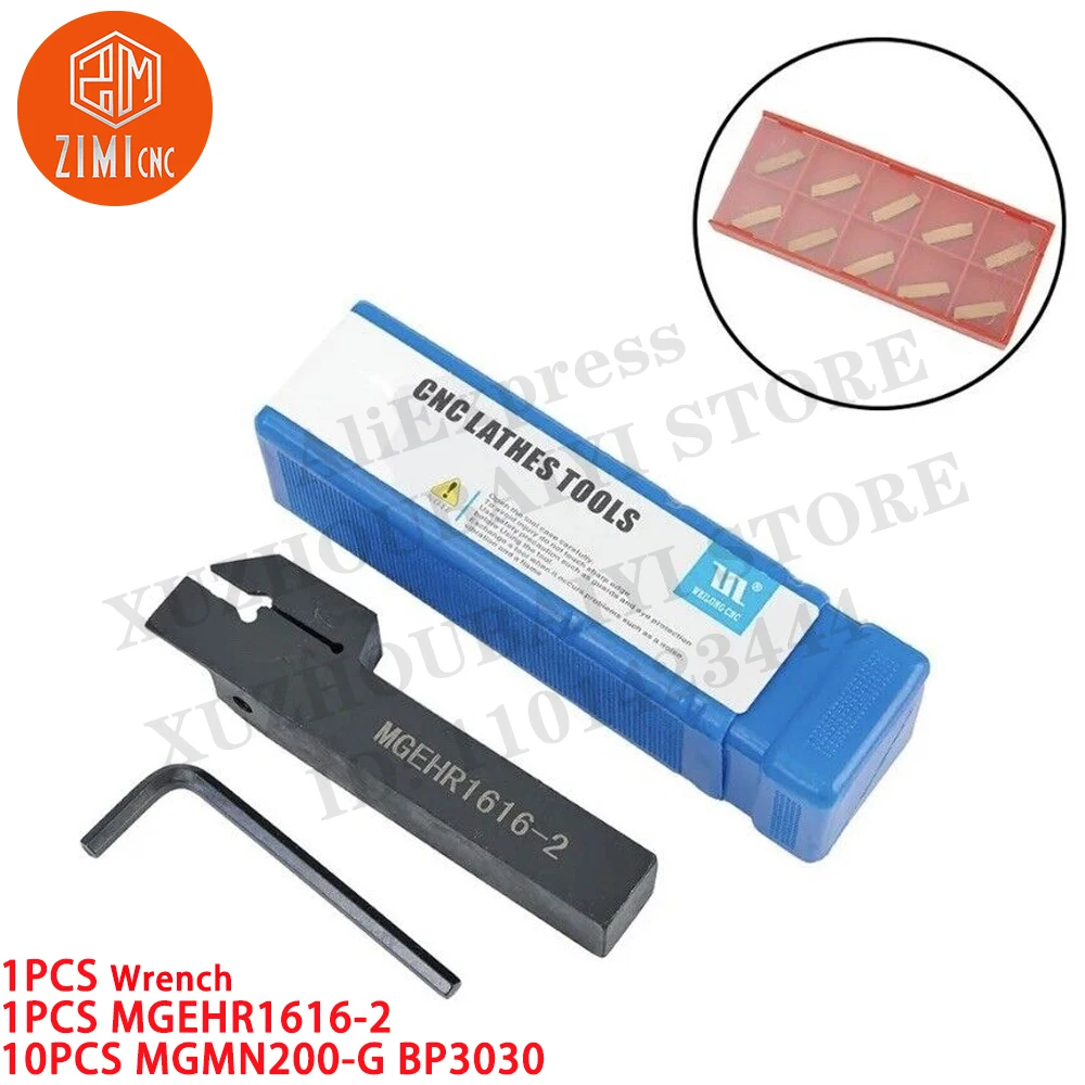 1 قطعة MGEHR1616-2 مخرطة الحز تحول حامل أداة + 10 قطعة MGMN200-G BP3030 إدراجات كربيد معدن سي ان سي ميكانيكي أدوات القطع