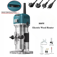 800W 30000rpm Electric Wood Router Woodworking Manual Trimmer with Milling Cutter Machines Power Carpentry Power Tools Combo Kit