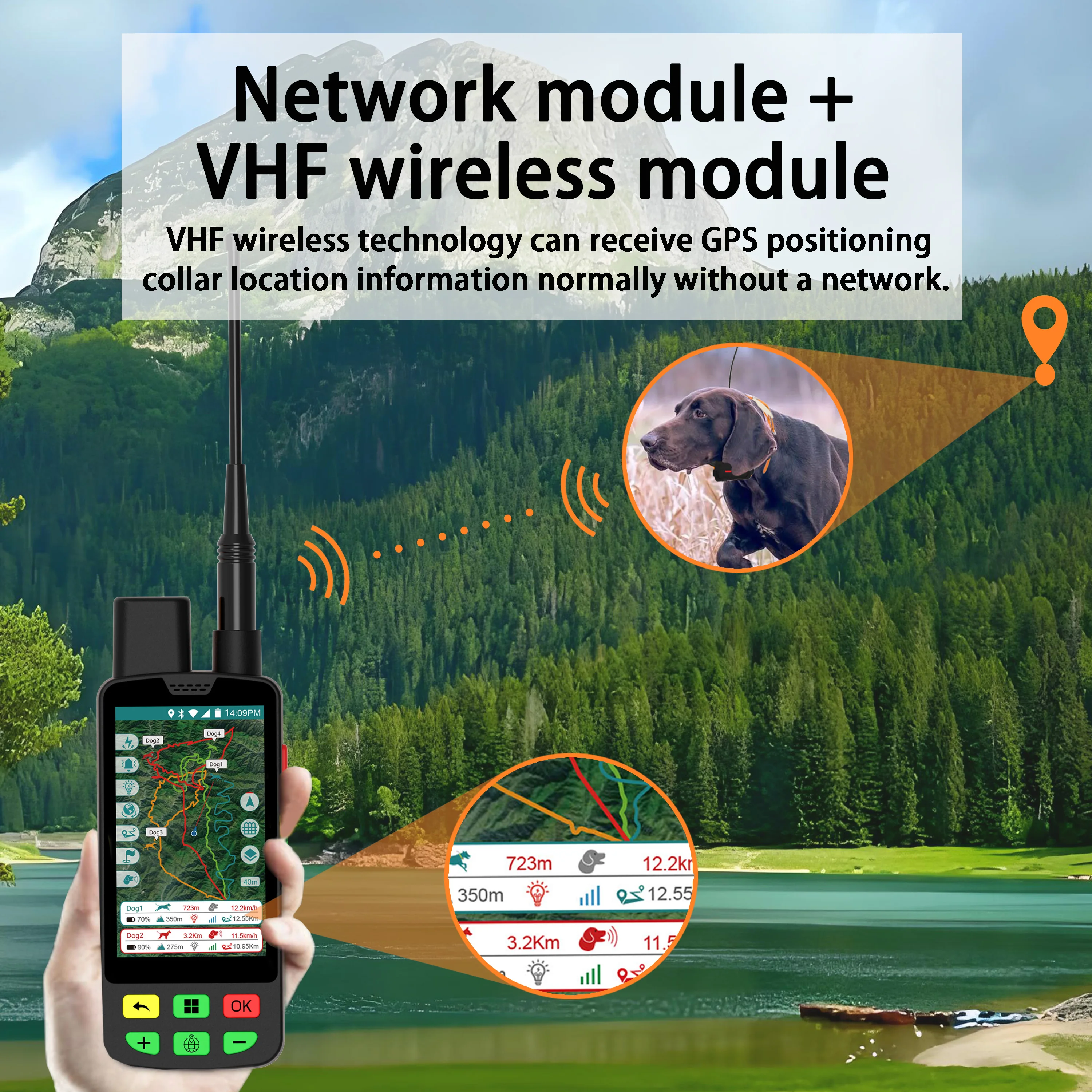 Integrated GPS Dog Tracker Collar: Multi-Handheld Pairing (IMEI) + 7-Day Historical Trajectory Playback & Dwell Analytics
