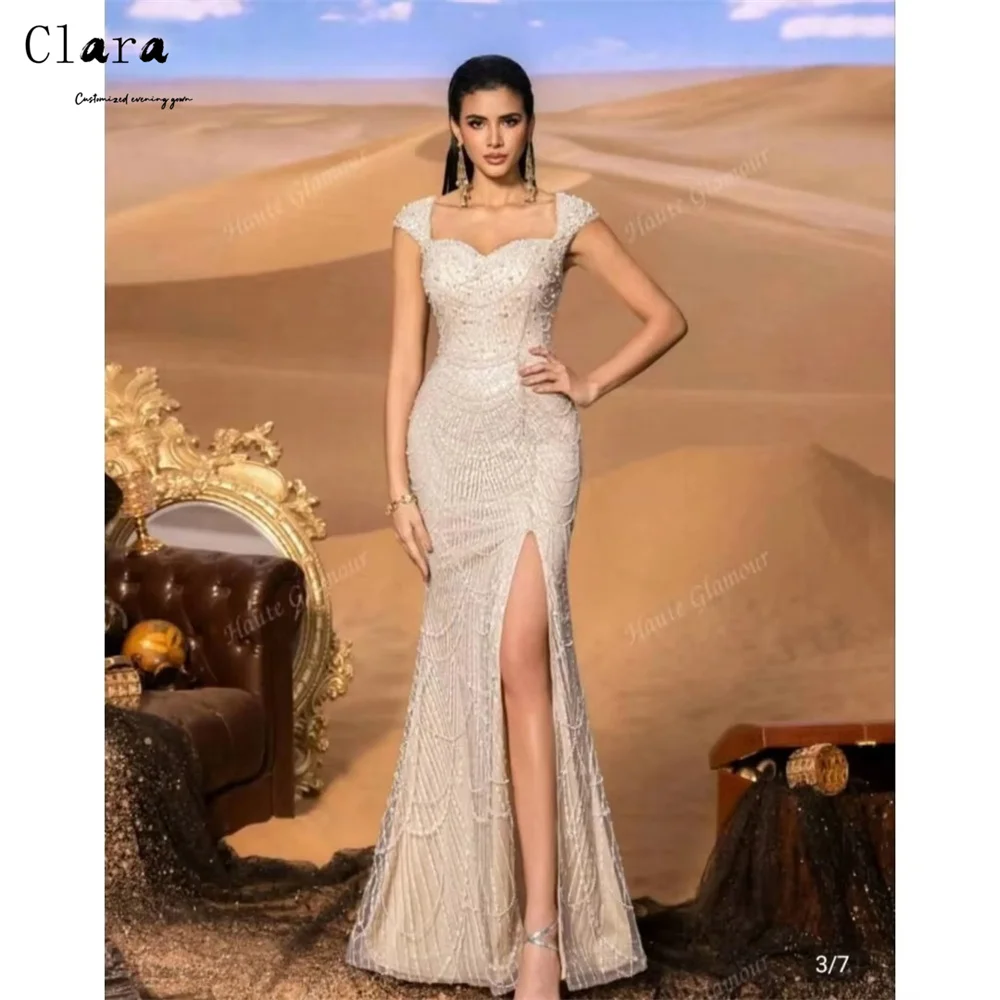Clara Custom Beaded Side Slit Fishtail Backless Evening Dresses for Luxury Party Women's Evening Dress Cocktail Dresses 2025