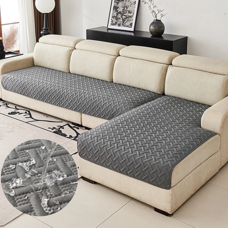 Kids Pets-Friendly Waterproof Sofa Cushion Stain-resistant Sofa Slipcovers Anti-scratched Geometric Pattern Dustproof Seat Cover