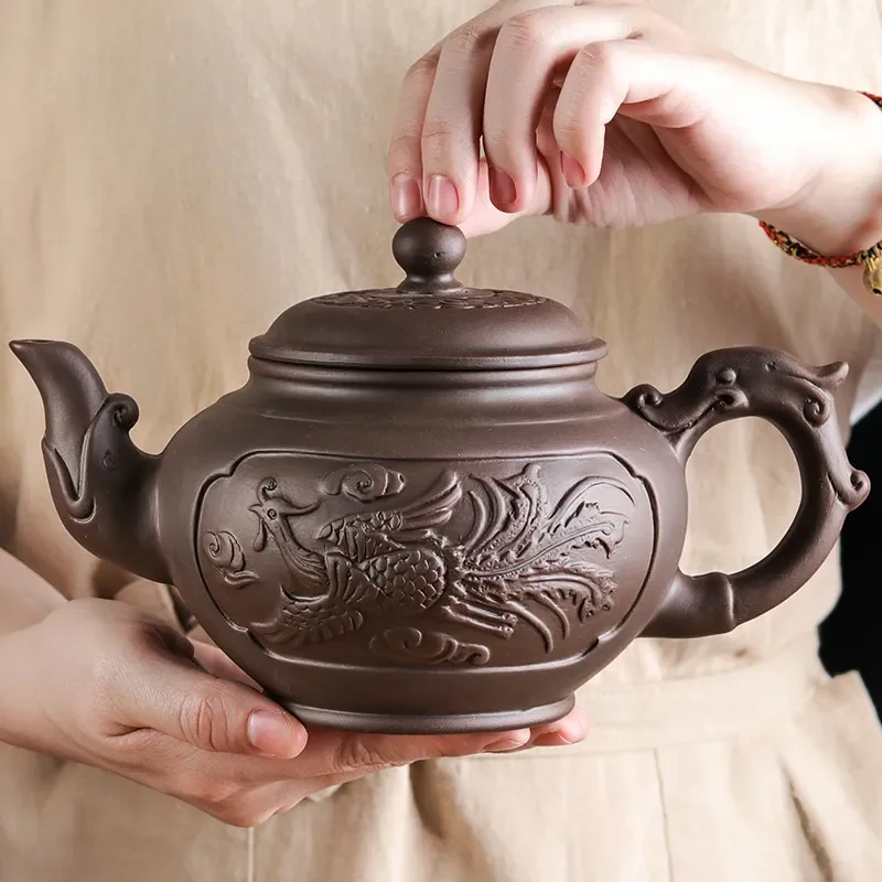 Large Capacity Purple Sand Teapot  Kung Fu Cup Yixing Zhu Ni Plum Blossom Pot Tea Ceramic Kettle