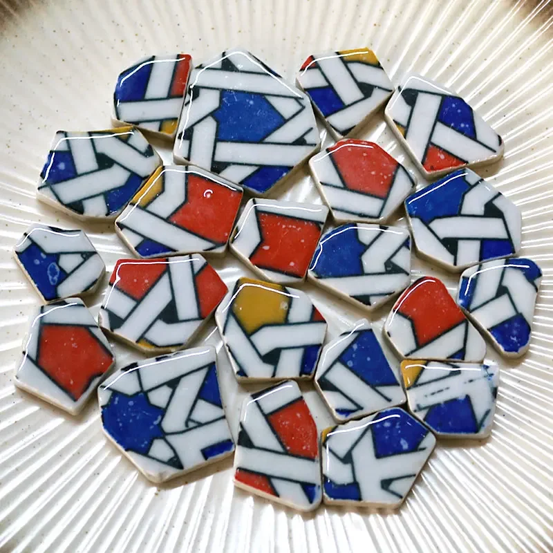 100g Oval Ceramic Mosaic Tiles Multi Color Mosaic Piece DIY Mosaic Making Stones for Craft Hobby Arts Home Wall Decoration arte